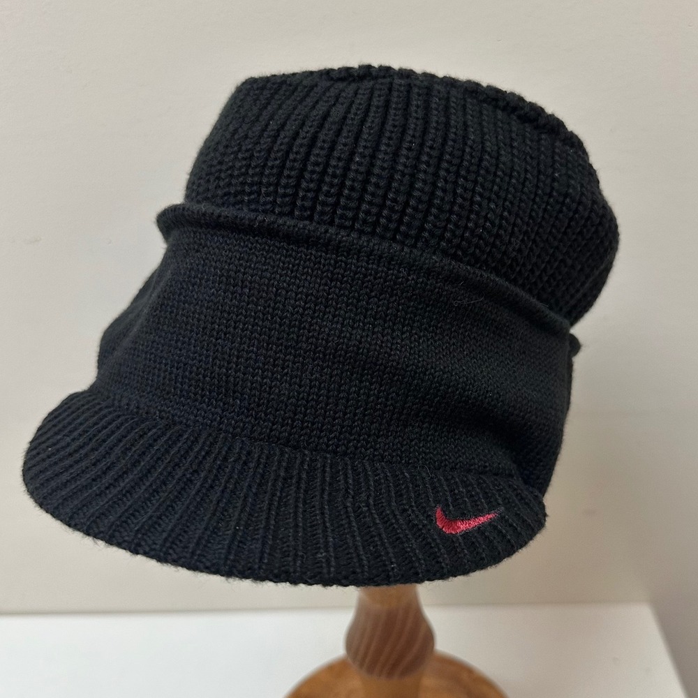 Nike Stanford Cardinal Visor Beanie Hat Black Red Knit Bill OSFA New NWT